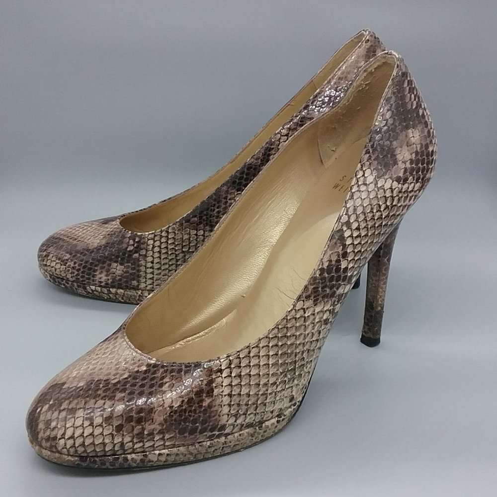 Stuart Weitzman Snake Print Platform Pumps